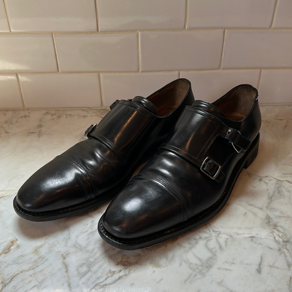 Salvatore Ferragamo double monk strap dress shoe Sz 12 Black
